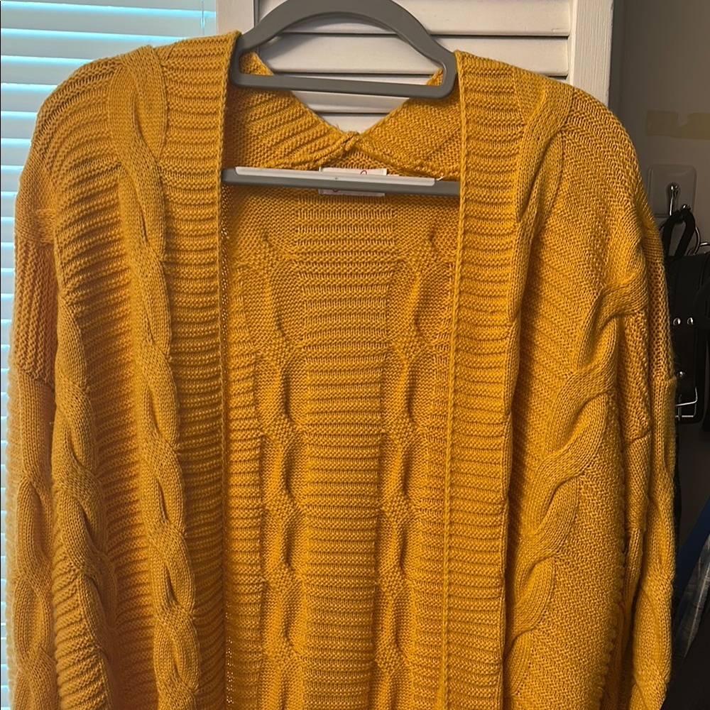 Chunky Knit Yellow Cardigan Sweater